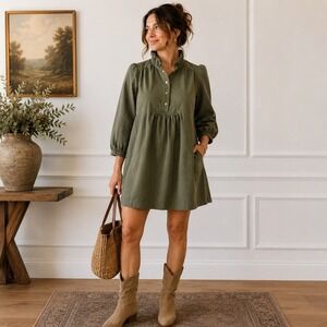 Pomander Place Olive Green Mini Dress